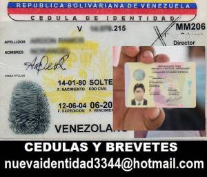 CEDULA VENEZOLANA, PASAPORTE Y BREVETE PERUANO