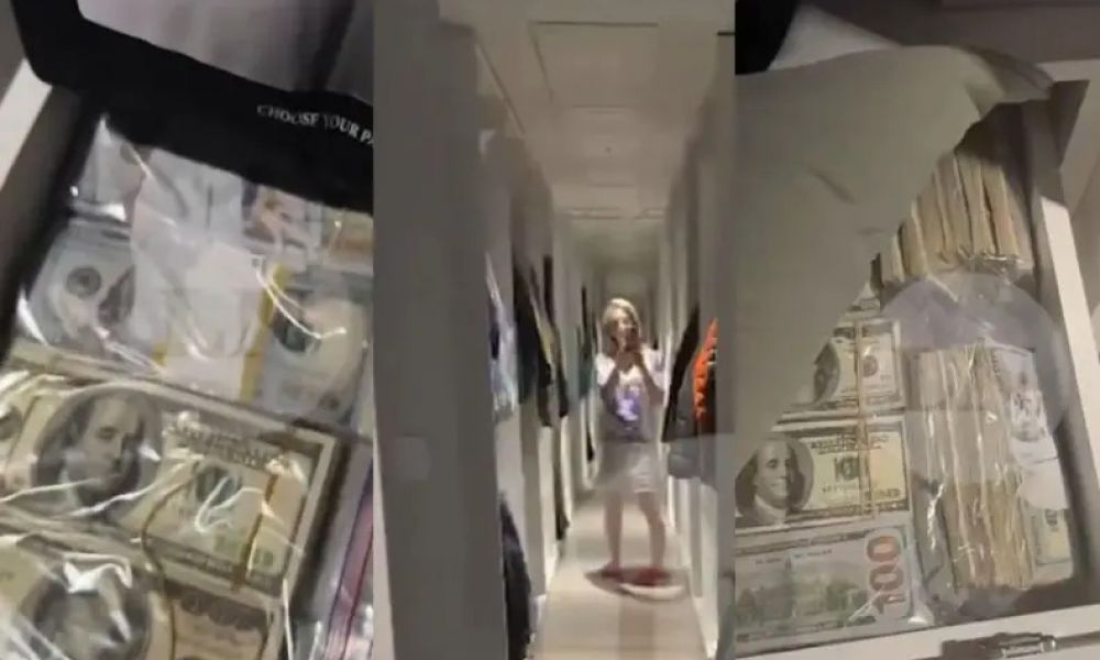 Videos con fajos de dólares en el vestidor