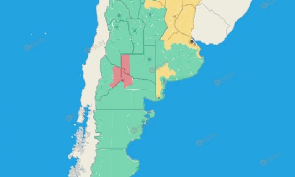 El SMN mantiene alertas amarillas, naranjas y rojas