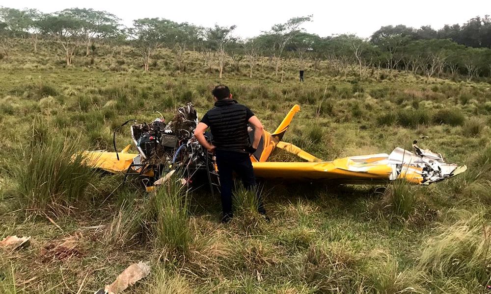 El avión luego del accidente