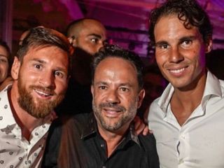 Messi con Rafael Nadal en un boliche