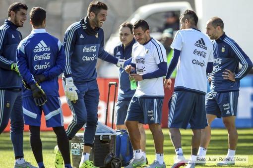 La selección argentina en medio de la práctica