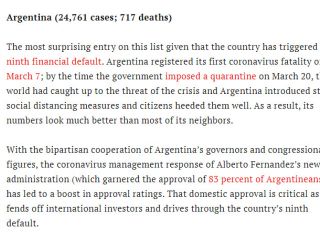 La revista Time destaca el �xito de Argentina para enfrentar la pandemia