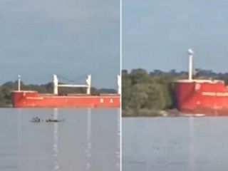 Impactante choque en el río Paraná: Un barco perdió el control y se incrustó contra las islas