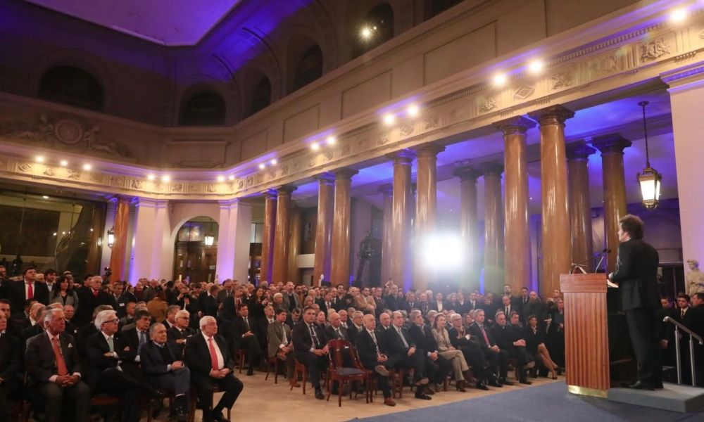 Javier Milei en la Bolsa de Comercio