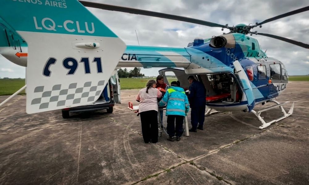 Operativo sanitario aéreo en Pergamino