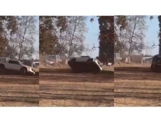 Ford Maverick volcó en la ExpoVenado: Uno de los ocupantes debió ser trasladado al hospital