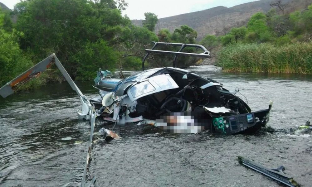 Helicóptero Eurocopter luego del accidente