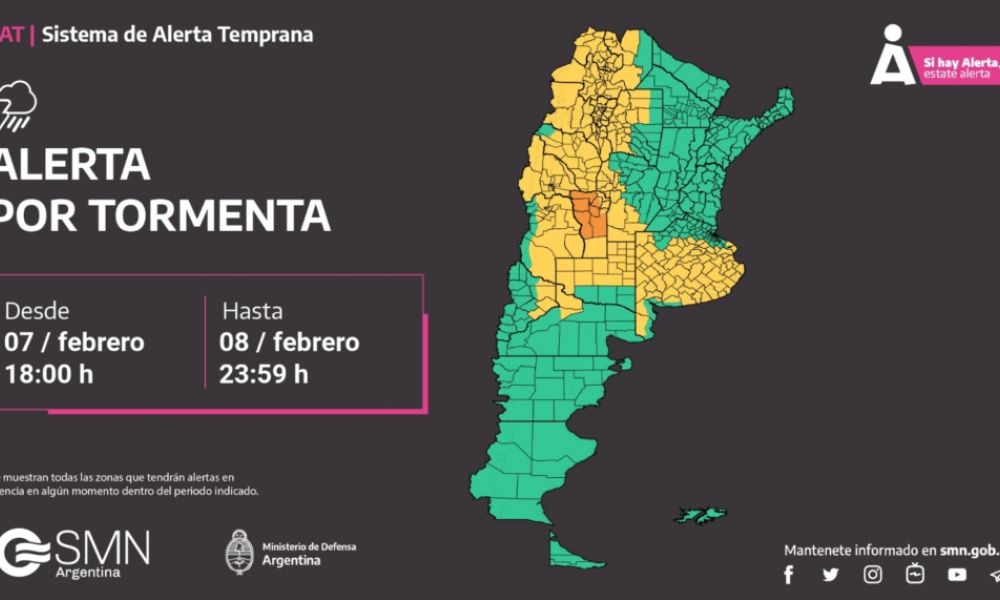 Alerta amarilla en gran parte de la provincia