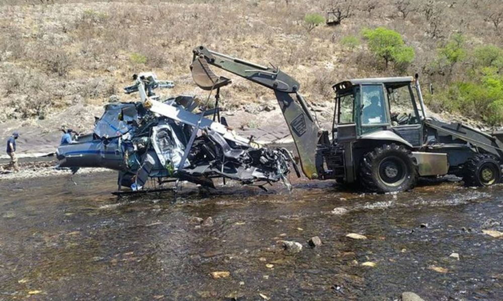 Helicóptero Eurocopter luego del accidente