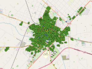 Qu son los puntos verdes en el mapa de Pergamino?